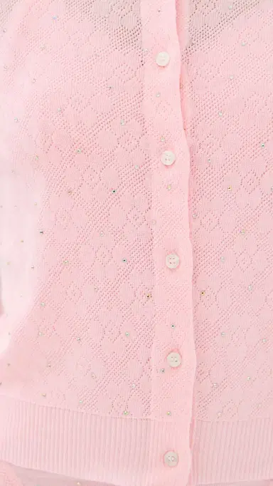 AREA Girly Rib Knit Cardigan Pastel Pink | Thumbnail 6 AREA Girly Rib Knit Cardigan Pastel Pink | Thumbnail 6