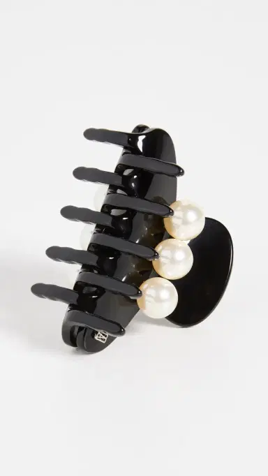 Alexandre de Paris Pearl Beaded Small Hair Clip Black/Pearl One Size | Thumbnail 4 Alexandre de Paris Pearl Beaded Small Hair Clip Black/Pearl One Size | Thumbnail 4