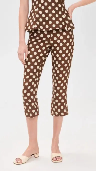 Faithfull Valeria Linen Capri Pants Cioccolato Dot | Thumbnail 2 Faithfull Valeria Linen Capri Pants Cioccolato Dot | Thumbnail 2