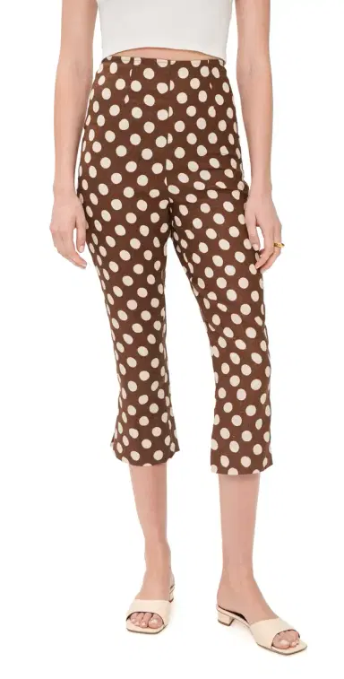 Faithfull Valeria Linen Capri Pants Cioccolato Dot | Thumbnail 1 Faithfull Valeria Linen Capri Pants Cioccolato Dot | Thumbnail 1