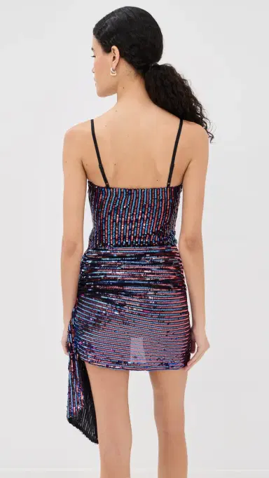 AREA Wrapped Sequin Mini Dress Red Multi | Thumbnail 3 AREA Wrapped Sequin Mini Dress Red Multi | Thumbnail 3