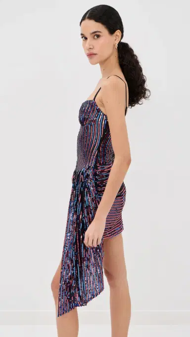 AREA Wrapped Sequin Mini Dress Red Multi | Thumbnail 4 AREA Wrapped Sequin Mini Dress Red Multi | Thumbnail 4