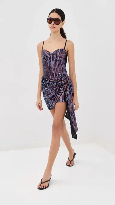 AREA Wrapped Sequin Mini Dress Red Multi | Thumbnail 5 AREA Wrapped Sequin Mini Dress Red Multi | Thumbnail 5