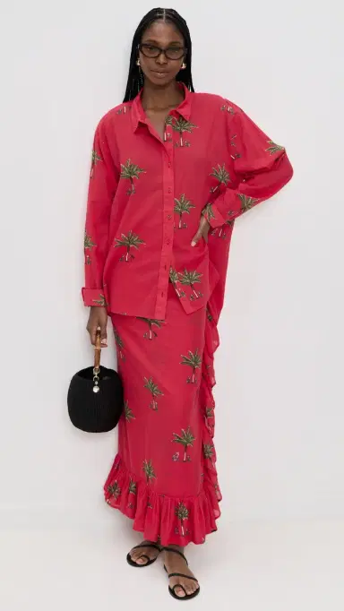 Coniglio Palm Beach Classic Button Down Shirt Petit Palm Red One Size | Thumbnail 2 Coniglio Palm Beach Classic Button Down Shirt Petit Palm Red One Size | Thumbnail 2