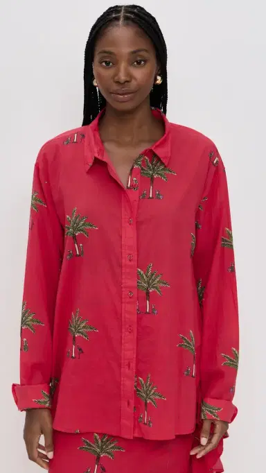 Coniglio Palm Beach Classic Button Down Shirt Petit Palm Red One Size | Thumbnail 3 Coniglio Palm Beach Classic Button Down Shirt Petit Palm Red One Size | Thumbnail 3