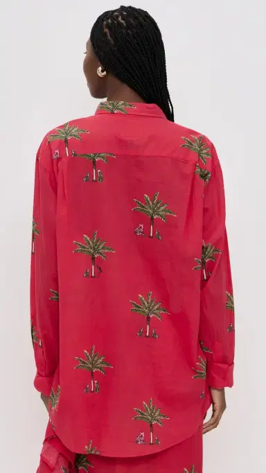 Coniglio Palm Beach Classic Button Down Shirt Petit Palm Red One Size | Thumbnail 4 Coniglio Palm Beach Classic Button Down Shirt Petit Palm Red One Size | Thumbnail 4