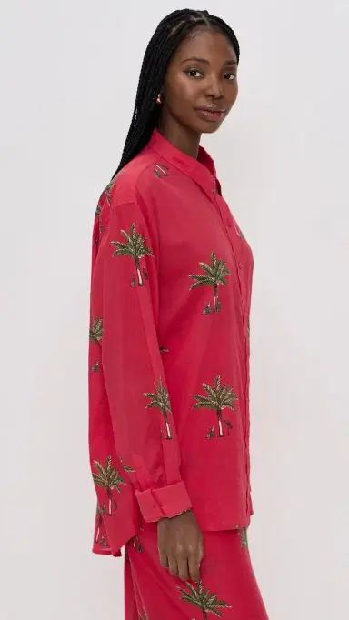 Coniglio Palm Beach Classic Button Down Shirt Petit Palm Red One Size | Thumbnail 5 Coniglio Palm Beach Classic Button Down Shirt Petit Palm Red One Size | Thumbnail 5