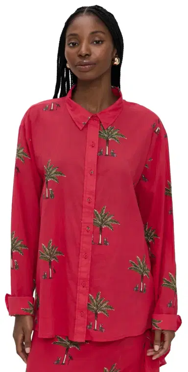 Coniglio Palm Beach Classic Button Down Shirt Petit Palm Red One Size | Thumbnail 1 Coniglio Palm Beach Classic Button Down Shirt Petit Palm Red One Size | Thumbnail 1
