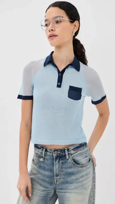 Acne Studios Transparent Polo Sweater ight Blue/Navy | Thumbnail 2 Acne Studios Transparent Polo Sweater ight Blue/Navy | Thumbnail 2