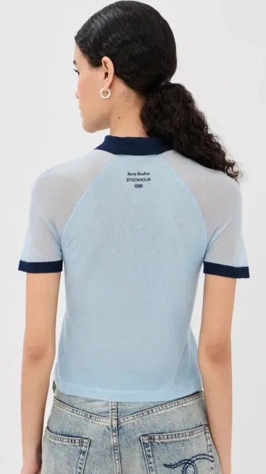 Acne Studios Transparent Polo Sweater ight Blue/Navy | Thumbnail 3 Acne Studios Transparent Polo Sweater ight Blue/Navy | Thumbnail 3