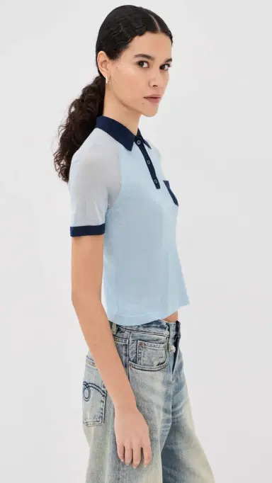 Acne Studios Transparent Polo Sweater ight Blue/Navy | Thumbnail 4 Acne Studios Transparent Polo Sweater ight Blue/Navy | Thumbnail 4