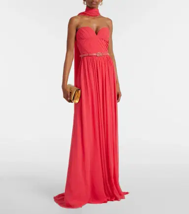 Elie Saab Scarf-detail silk gown | Thumbnail 3 Elie Saab Scarf-detail silk gown | Thumbnail 3