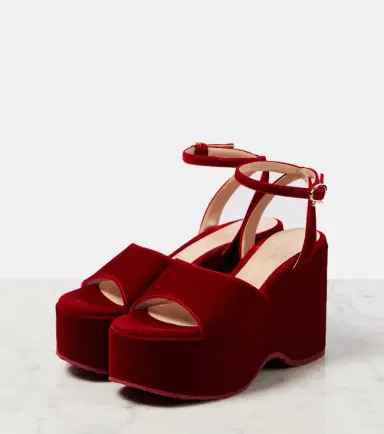 Gianvito Rossi Velvet wedge sandals | Thumbnail 4 Gianvito Rossi Velvet wedge sandals | Thumbnail 4