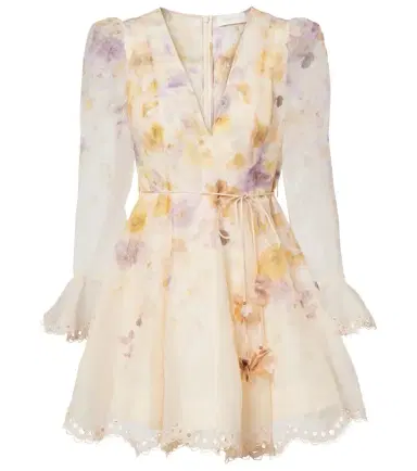 Zimmermann Memento linen and silk minidress | Thumbnail 1 Zimmermann Memento linen and silk minidress | Thumbnail 1