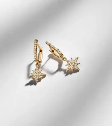 STONE AND STRAND Northern Star 14kt gold drop earrings with diamonds | Thumbnail 3 STONE AND STRAND Northern Star 14kt gold drop earrings with diamonds | Thumbnail 3