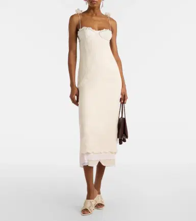 Magda Butrym Embroidered silk, wool and cotton-blend midi dress | Thumbnail 2 Magda Butrym Embroidered silk, wool and cotton-blend midi dress | Thumbnail 2