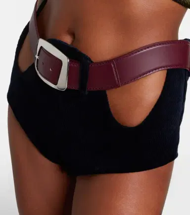 Jean Paul Gaultier Cutout belted cotton corduroy micro shorts | Thumbnail 4 Jean Paul Gaultier Cutout belted cotton corduroy micro shorts | Thumbnail 4