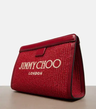 Jimmy Choo Avenue Small leather-trimmed raffia pouch | Thumbnail 3 Jimmy Choo Avenue Small leather-trimmed raffia pouch | Thumbnail 3