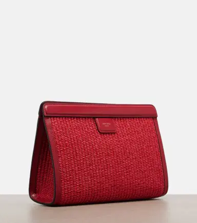 Jimmy Choo Avenue Small leather-trimmed raffia pouch | Thumbnail 4 Jimmy Choo Avenue Small leather-trimmed raffia pouch | Thumbnail 4