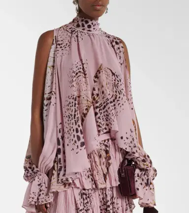 BLUMARINE Printed asymmetric georgette blouse | Thumbnail 7 BLUMARINE Printed asymmetric georgette blouse | Thumbnail 7