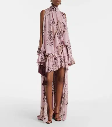 Blumarine Printed asymmetric georgette maxi skirt | Thumbnail 5 Blumarine Printed asymmetric georgette maxi skirt | Thumbnail 5