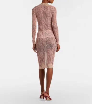 Valentino Floral ruched sheer lace midi skirt | Thumbnail 4 Valentino Floral ruched sheer lace midi skirt | Thumbnail 4