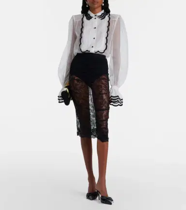 Valentino Floral ruched sheer lace midi skirt | Thumbnail 6 Valentino Floral ruched sheer lace midi skirt | Thumbnail 6
