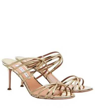 Aquazzura Tell Me mirrored leather mules | Thumbnail 1 Aquazzura Tell Me mirrored leather mules | Thumbnail 1