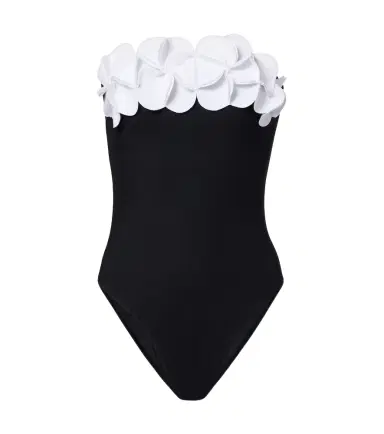 Karla Colletto Tess floral-appliqué bandeau swimsuit | Thumbnail 1 Karla Colletto Tess floral-appliqué bandeau swimsuit | Thumbnail 1