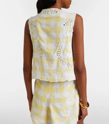 Juliet Dunn Embroidered checked cotton vest | Thumbnail 2 Juliet Dunn Embroidered checked cotton vest | Thumbnail 2