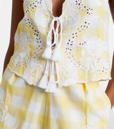 Juliet Dunn Embroidered checked cotton vest | Thumbnail 3 Juliet Dunn Embroidered checked cotton vest | Thumbnail 3