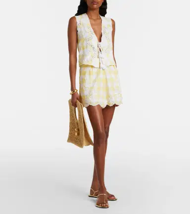 Juliet Dunn Embroidered checked cotton vest | Thumbnail 4 Juliet Dunn Embroidered checked cotton vest | Thumbnail 4