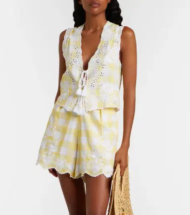 Juliet Dunn Embroidered checked cotton vest | Thumbnail 5 Juliet Dunn Embroidered checked cotton vest | Thumbnail 5