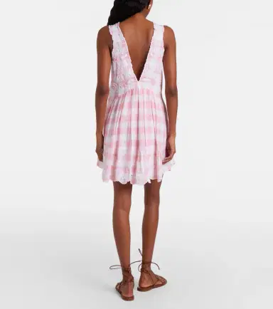 Juliet Dunn Broderie anglaise checked cotton poplin minidress | Thumbnail 4 Juliet Dunn Broderie anglaise checked cotton poplin minidress | Thumbnail 4