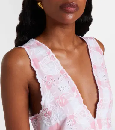 Juliet Dunn Broderie anglaise checked cotton poplin minidress | Thumbnail 5 Juliet Dunn Broderie anglaise checked cotton poplin minidress | Thumbnail 5