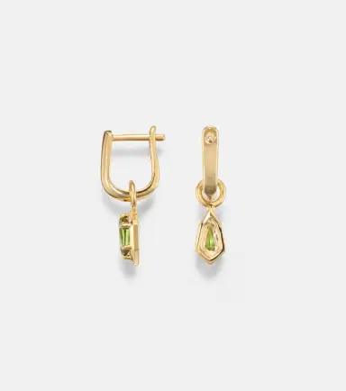 STONE AND STRAND Knife Edge Shield 14kt gold hoop earrings with green tourmaline | Thumbnail 2 STONE AND STRAND Knife Edge Shield 14kt gold hoop earrings with green tourmaline | Thumbnail 2