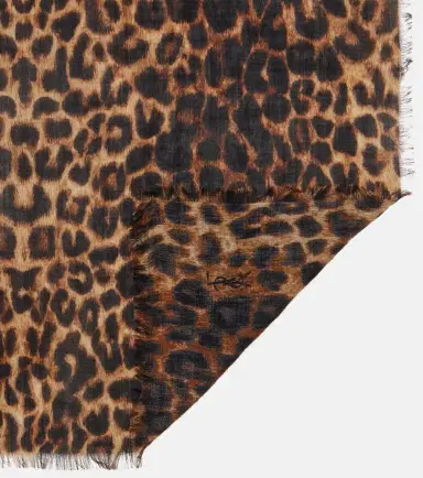 Saint Laurent Leopard-print wool scarf | Thumbnail 2 Saint Laurent Leopard-print wool scarf | Thumbnail 2