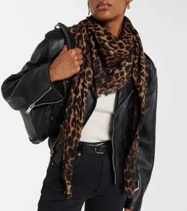 Saint Laurent Leopard-print wool scarf | Thumbnail 4 Saint Laurent Leopard-print wool scarf | Thumbnail 4