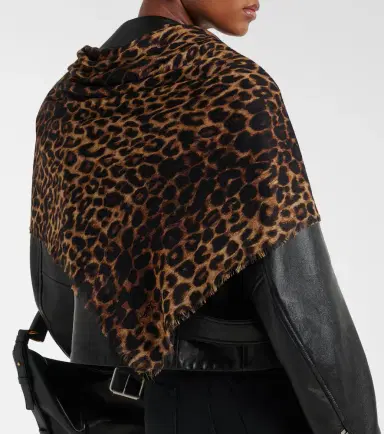 Saint Laurent Leopard-print wool scarf | Thumbnail 5 Saint Laurent Leopard-print wool scarf | Thumbnail 5