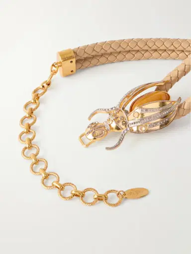 Sonia Petroff Scarab Gold-tone, Woven Leather And Amber Belt | Thumbnail 3 Sonia Petroff Scarab Gold-tone, Woven Leather And Amber Belt | Thumbnail 3