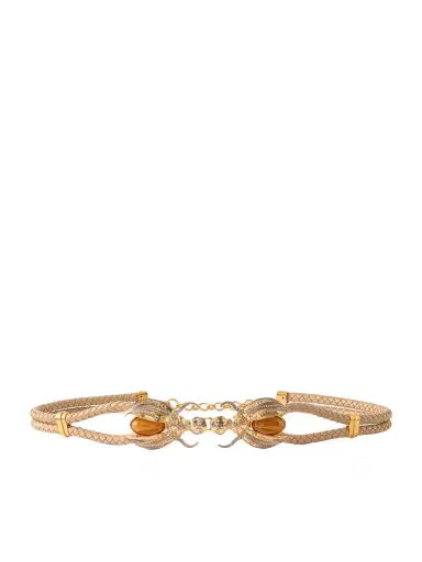 Sonia Petroff Scarab Gold-tone, Woven Leather And Amber Belt | Thumbnail 1 Sonia Petroff Scarab Gold-tone, Woven Leather And Amber Belt | Thumbnail 1