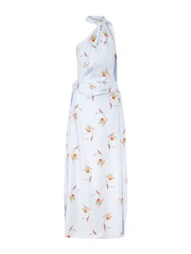 Emilia Wickstead Tie-detailed Pleated Floral-print Halterneck Silk-twill Gown | Thumbnail 1 Emilia Wickstead Tie-detailed Pleated Floral-print Halterneck Silk-twill Gown | Thumbnail 1