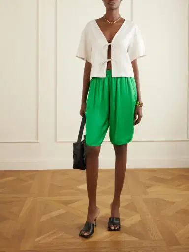 The Frankie Shop Nelis Lenzing™ Ecovero™-blend Satin Knee-lenght Shorts | Thumbnail 2 The Frankie Shop Nelis Lenzing™ Ecovero™-blend Satin Knee-lenght Shorts | Thumbnail 2