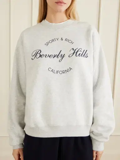 Sporty & Rich Beverly Script Printed Cotton Sweatshirt | Thumbnail 2 Sporty & Rich Beverly Script Printed Cotton Sweatshirt | Thumbnail 2