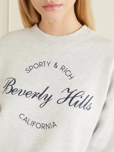 Sporty & Rich Beverly Script Printed Cotton Sweatshirt | Thumbnail 4 Sporty & Rich Beverly Script Printed Cotton Sweatshirt | Thumbnail 4