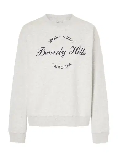 Sporty & Rich Beverly Script Printed Cotton Sweatshirt | Thumbnail 1 Sporty & Rich Beverly Script Printed Cotton Sweatshirt | Thumbnail 1