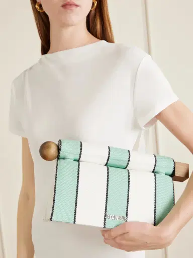 Jacquemus La Plage Leather-trimmed Striped Cotton Clutch | Thumbnail 2 Jacquemus La Plage Leather-trimmed Striped Cotton Clutch | Thumbnail 2