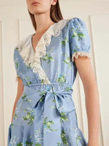 Rodarte Ruffled Lace-trimmed Floral-print Silk-twill Mini Dress | Thumbnail 4 Rodarte Ruffled Lace-trimmed Floral-print Silk-twill Mini Dress | Thumbnail 4