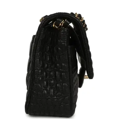 Chanel Chanel Medium Classic Croc Embossed Double Flap Bag Black Lambskin Gold Hardware | Thumbnail 3 Chanel Chanel Medium Classic Croc Embossed Double Flap Bag Black Lambskin Gold Hardware | Thumbnail 3