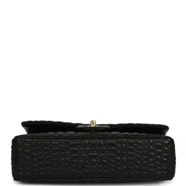 Chanel Chanel Medium Classic Croc Embossed Double Flap Bag Black Lambskin Gold Hardware | Thumbnail 6 Chanel Chanel Medium Classic Croc Embossed Double Flap Bag Black Lambskin Gold Hardware | Thumbnail 6